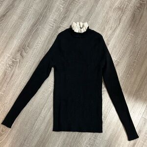 Sandro Black Ruffle Collar Sweater size XS/ 0